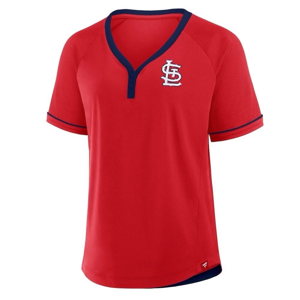 St. Louis Cardinals Fanatics Red League Diva Star Raglan V-Neck T-Shirt Womens L